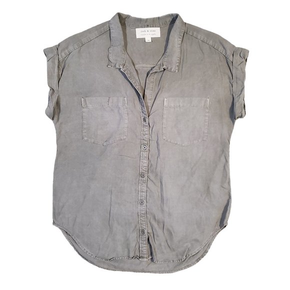 Cloth & Stone Anthropologie Lyocell Sleevless Button Front Light Olive Shirt - M - Picture 1 of 9